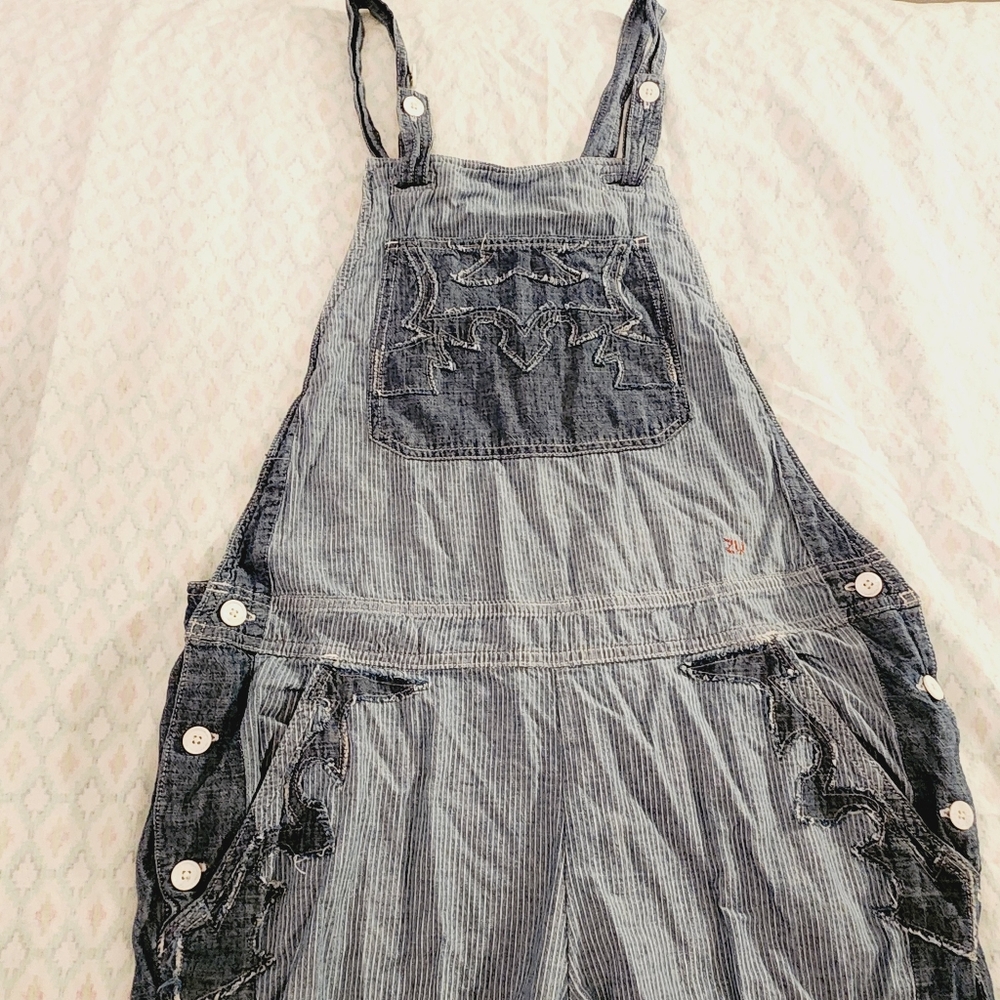 Zadig & Voltaire Striped Langer Soft Denim Overalls Size Small Blue - Picture 6 of 15